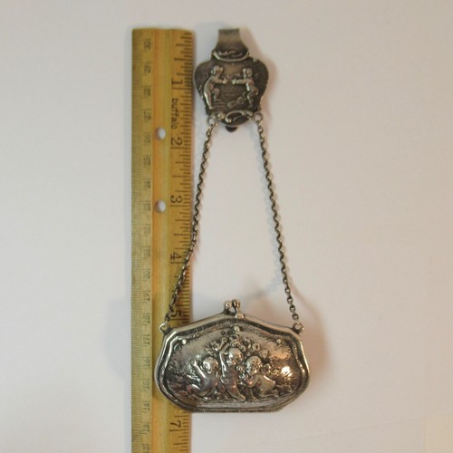 👜Antigua cartera Chatelaine de plata de ley con querubines 👝 - Imagen 9 de 10