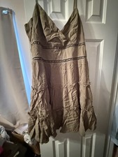 francesca's Olive Solid Mini Dress XL Sleeveless V-Neck Ruffle Strappy Zip NWT