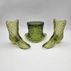 Vintage Fenton Colonial Green Daisy Boots & Top Hat