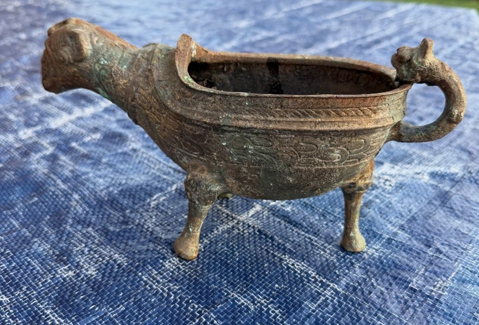 ANTIQUE CHINESE ARCHAISTIC CAST IRON RAM-FORM INCENSE BURNER - Image 2 of 4