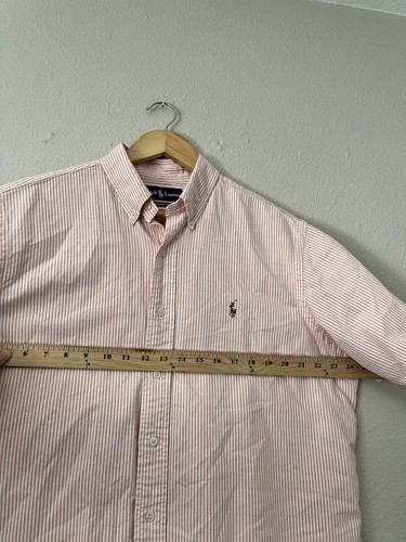 Ralph Lauren manica corta uomo grande a righe colore arancione bianco pony - Foto 7 di 8