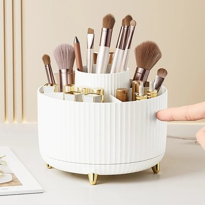 NEW 360° Rotating Makeup Organizer Cosmetic Storage Box Brush Holder Large