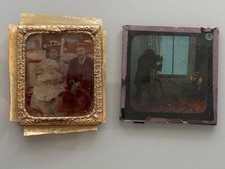 Antique Magic Lantern Slide + Ambrotype Family Portrait – 19th C. Photography