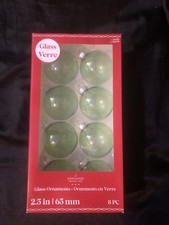 New Ashland Glass Christmas Ornaments Green Transparent 2.5" 8 Ct. In Each