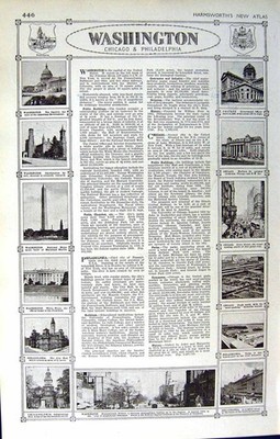 Old Vintage Print Map 1922 America Plan Philadelphia Washington Chicago 20th