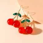 Lovely Red Cherry Fruit Ear Stud Crystal Rhinestone Fashion Charm Earrings Gift