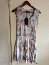 NWT Romantic Large Garden Floral Drop Waist Coquette Tiered Fairy Mini Dress