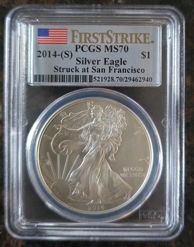 2014 $1 American SILVER EAGLE - MS70 PCGS - First Strike - San Francisco Mint