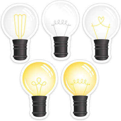 45 Pcs Light Bulb Cutouts Lightbulb Bulletin Board Stickers with Glue Points for