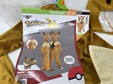 Pok mon Halloween Costume Medium 3T 4T Toddler Kids Used 2 Pc Set Eevee