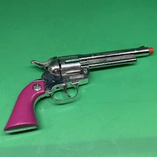 Vintage Girls Pink Gonher Spain Cavalry Diecast Cap Gun Pistol Revolver 80s #DK