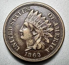 1862 INDIAN CENT  XF DETAILS  #2435
