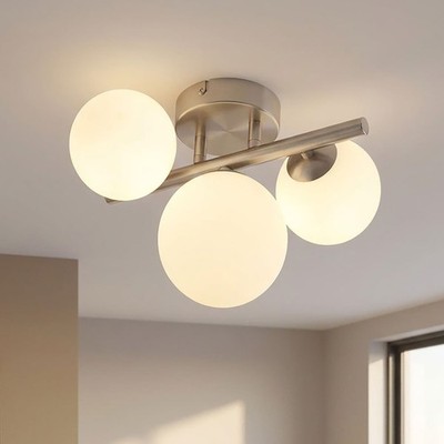 LED Deckenlampe Deckenleuchte Schlafzimmerleuchte Metall Glas 3-flammig L 28 cm