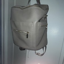 Miss Fong Gray Pebbled Diaper Bag, Zip, Gold Hardware, Pockets, Strap