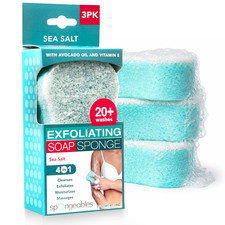 Spongeables Body Wash in a 20 Wash Sponge, Sea Salt, 3 Count