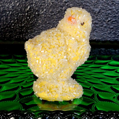 Baby Chick Figurine Yellow Sugared Easter Spring 3.75" Country Farmhouse - Picture 1 of 6