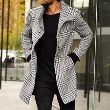 Fashion Plaid Lapel Single-breasted Mid-length Coat ShopDecimals
