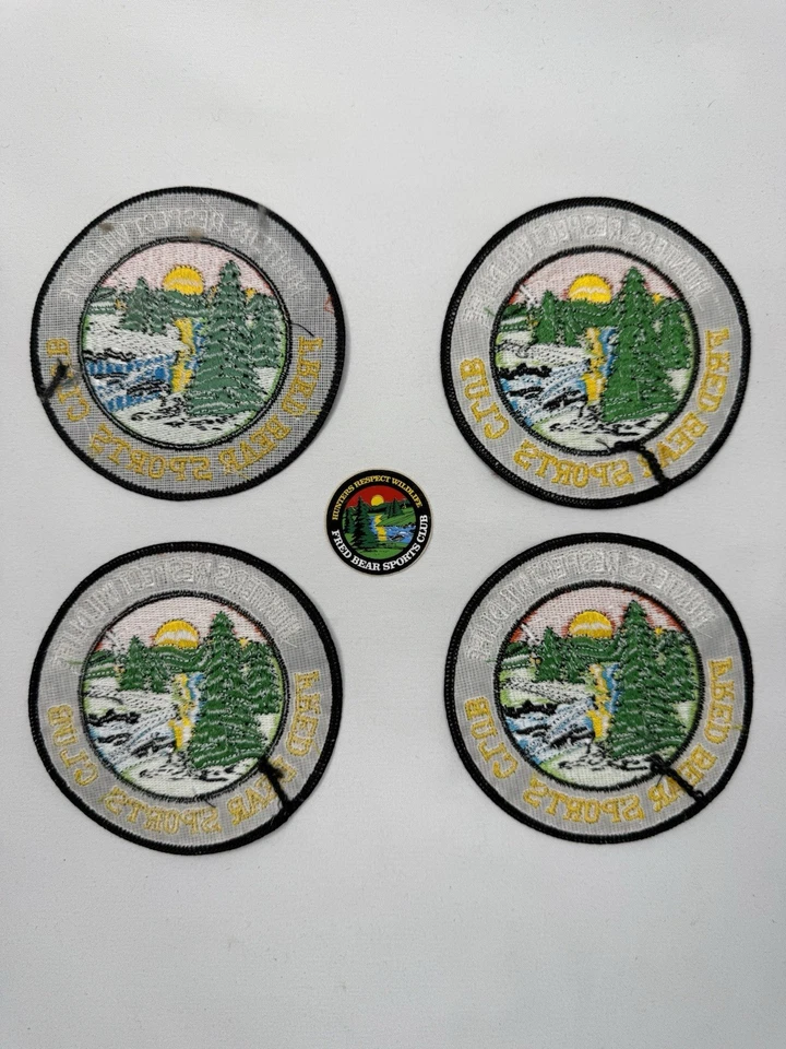 VINTAGE FRED BEAR HUNTERS SPORTS CLUB PATCH RESPECT WILDLIFE NOS STICKER X4 PACK - Image 3 of 4