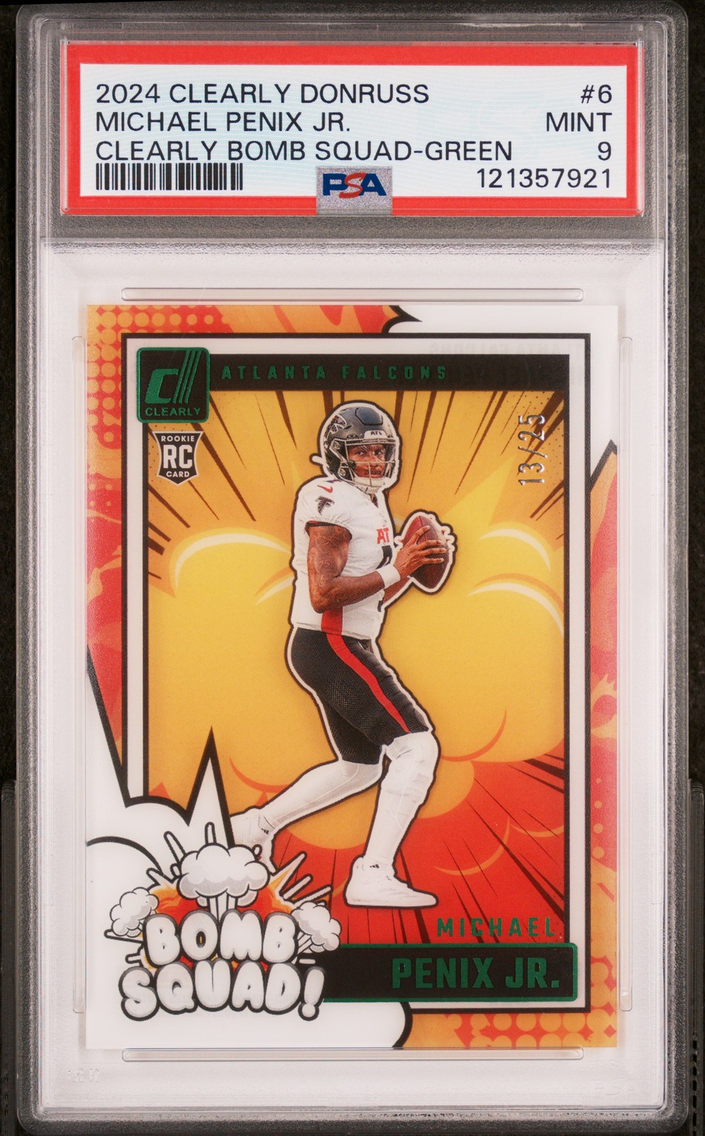 Michael Penix Panini Clearly Donruss Clearly Bomb Squad #6 Green