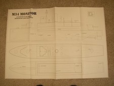 Model Boat Plans of the M34 Monitor a semi scale Warship