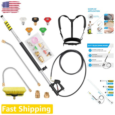 #ad Pro 24ft Telescoping Pressure Washer Wand Gutter Cleaner 2 Story $219.99