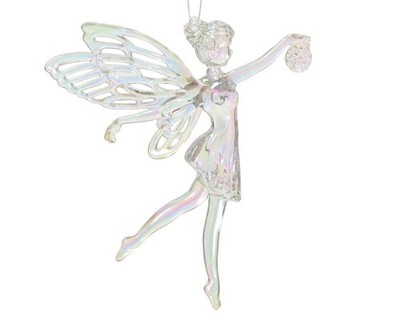 Christbaumschmuck Elfe Kunststoff 11cm Figur Bruchfest Fairy Fee Klar Irisierend