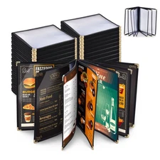 WeChef 30 Pack Menu Covers 8.5 x 11" Book Style 7 Pages 14 Views Restaurant Club
