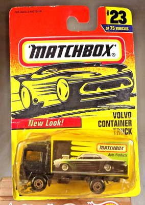 1997 Matchbox #23/75 SuperFast VOLVO CONTAINER TRUCK Black w/Chrome Arch 5 Spoke