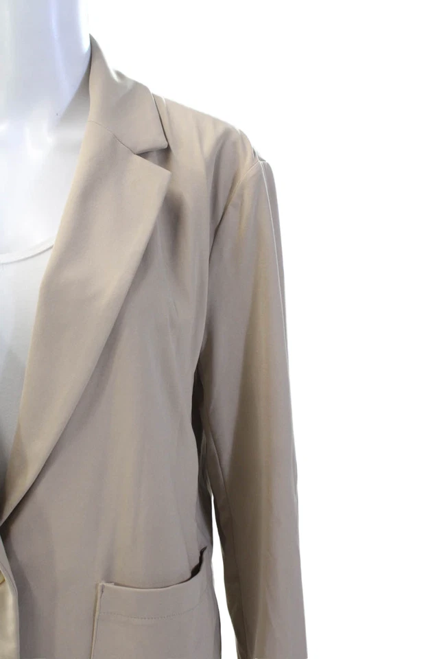 Lou & Grey Womens Notched Lapel Long Sleeve One Button Blazer Beige Size XS - Image 2 of 4