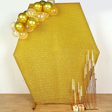 GOLD 8 ft Metallic Spandex Hexagon STAND COVER Wedding Party Decorations