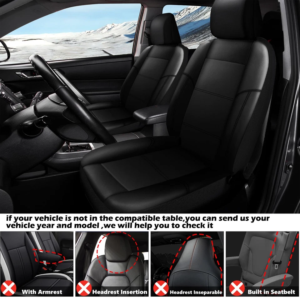 For Hyundai Elantra/Tucson/Sonata/Accent Leather Car Seat Covers Protectors Set - Image 4 of 4