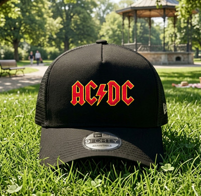 ACDC Logo Embroidered Trucker Hat Mesh Snapback Rock Streetwear Cap