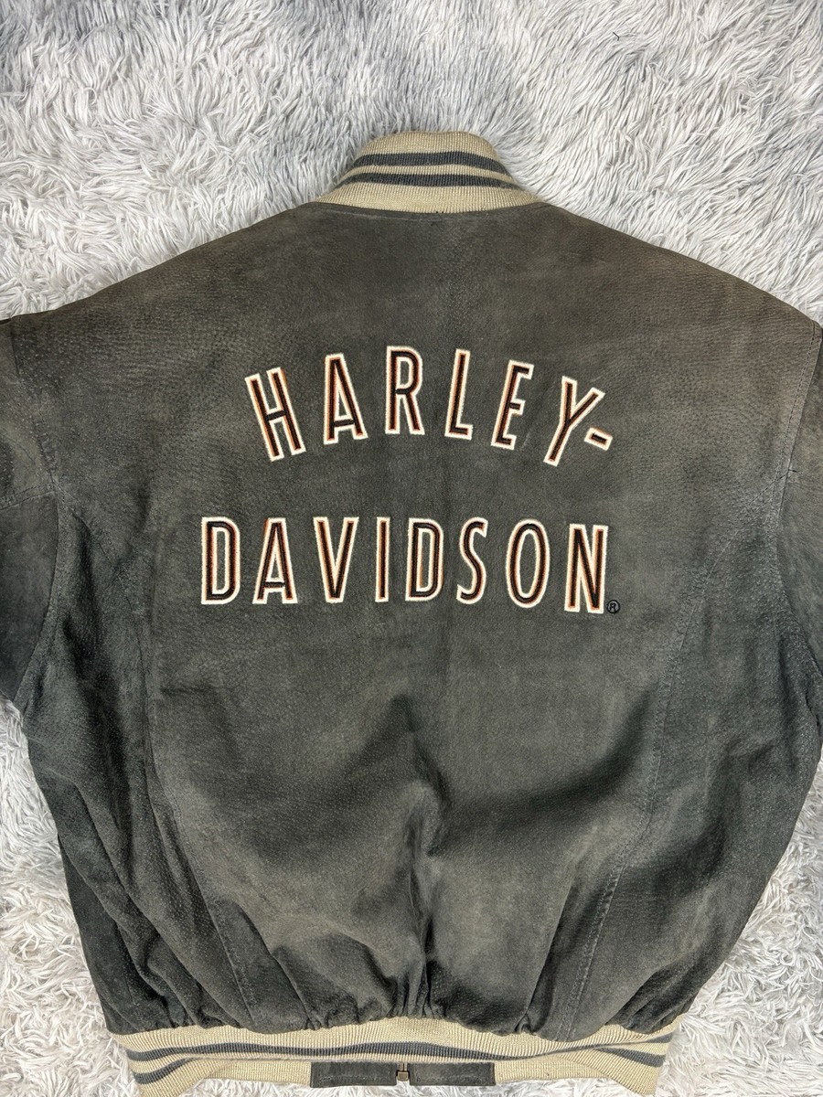 Harley Davidson Vintage Suede Leather Bomber Jacket Mens M