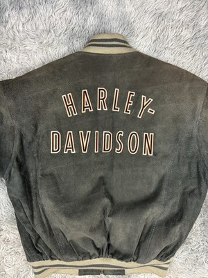 Harley Davidson Vintage Suede Leather Bomber Jacket Mens M