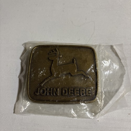 Vintage 1981 John Deere Belt Buckle Running Leaping Deer Brass Tone