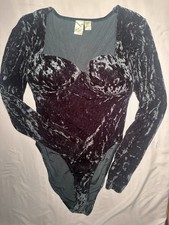 Vintage Victoria  s Secret Emerald Green Crushed Velvet Bodysuit Y2K