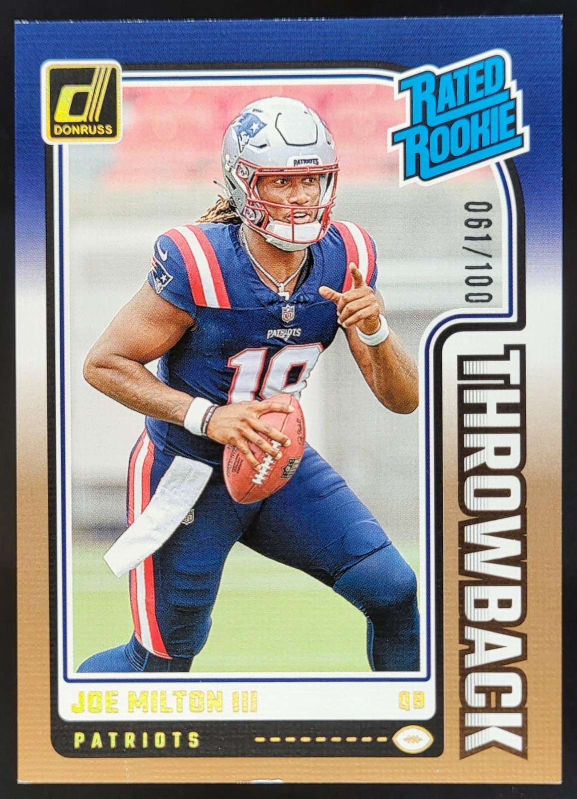 2024 Donruss Joe Milton III Rated Rookie Throwback Studio Series /100 PC4