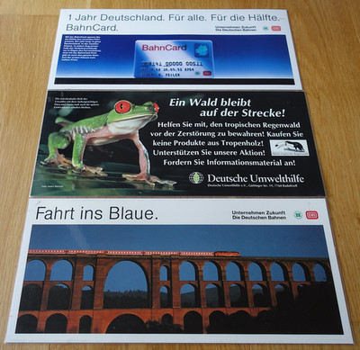 DB REICHSBAHN BUNDESBAHN ZUG SCHILD ABTEILSCHILD WERBUNG BAHNCARD INTERREGIO