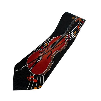 Christian Lauren Mens Silk Tie Black Cello Violin Musical Notes Orchestra Theme