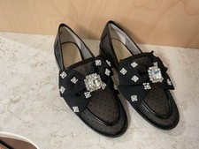 Betsey Johnson Shoes 7.5 SB Seth Black Flats Rhinestone Pearls