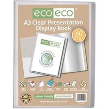 Image of eco-eco A3 Size 50% Recycled 60 Pocket Clear Presentation Display Book, Storage