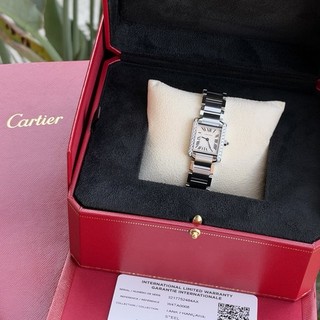 Cartier Tank Francaise Ref: W4TA0008 S. Steel Diamond Small Model Watch Full Set