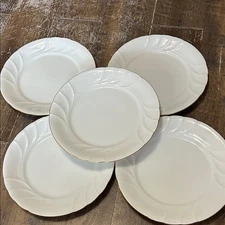 Mikasa Wedding Band Gold Dinner Plates L9709 10 5/8" White - Set of 5 Japan