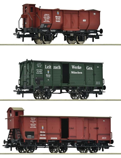 Roco 6600223, 3Tlg. Set GüTerwagen, K.Bay.Sts.B., Neu & Ovp, H0-image