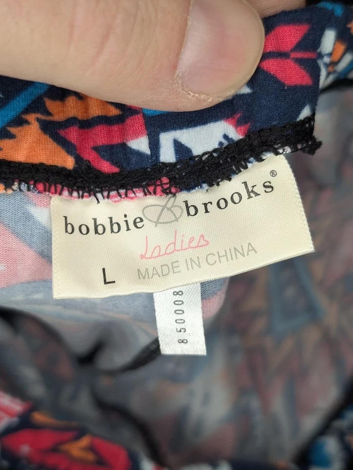 Pantalones informales para mujer Bobbie Brooks AztecHi tiro alto pierna ancha algodón/spandex talla L Foto 3 de 4