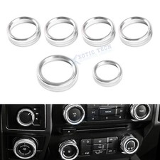 Silver Alloy Ac Radio Switch Button Knob Ring Molding Cover For Ford F150 Xlt