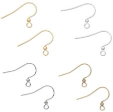 100 Earring Ear Hook Finding with Ball Gold Silver Gunmetal or Antique Gold 17MM