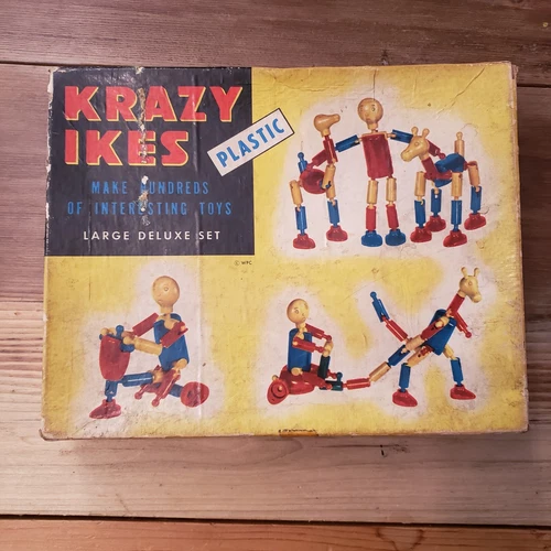 Vintage Krazy Ikes 1950s Plastic Toy Whitman Instructions USA Lot Of Pieces Box 