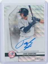 2020 BOWMAN STERLING JAKE SANFORD WAVE REFRACTOR AUTO /125 NEW YORK YANKEES