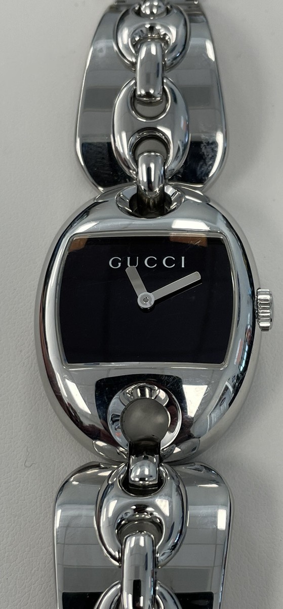 Ladies Authentic Gucci Marina Chain Black Dial Quartz Wrist 
